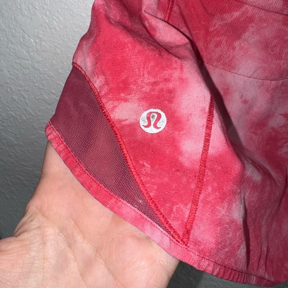 Lululemon Pink Hotty Hot Reflective Accent Mesh Detail Tie Waist Active Shorts 6 - Picture 5 of 6
